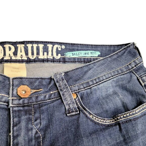 Hydraulic Bailey Low Rise Straight Stretchy Distressed Embroidered Blue Jeans - Picture 4 of 11